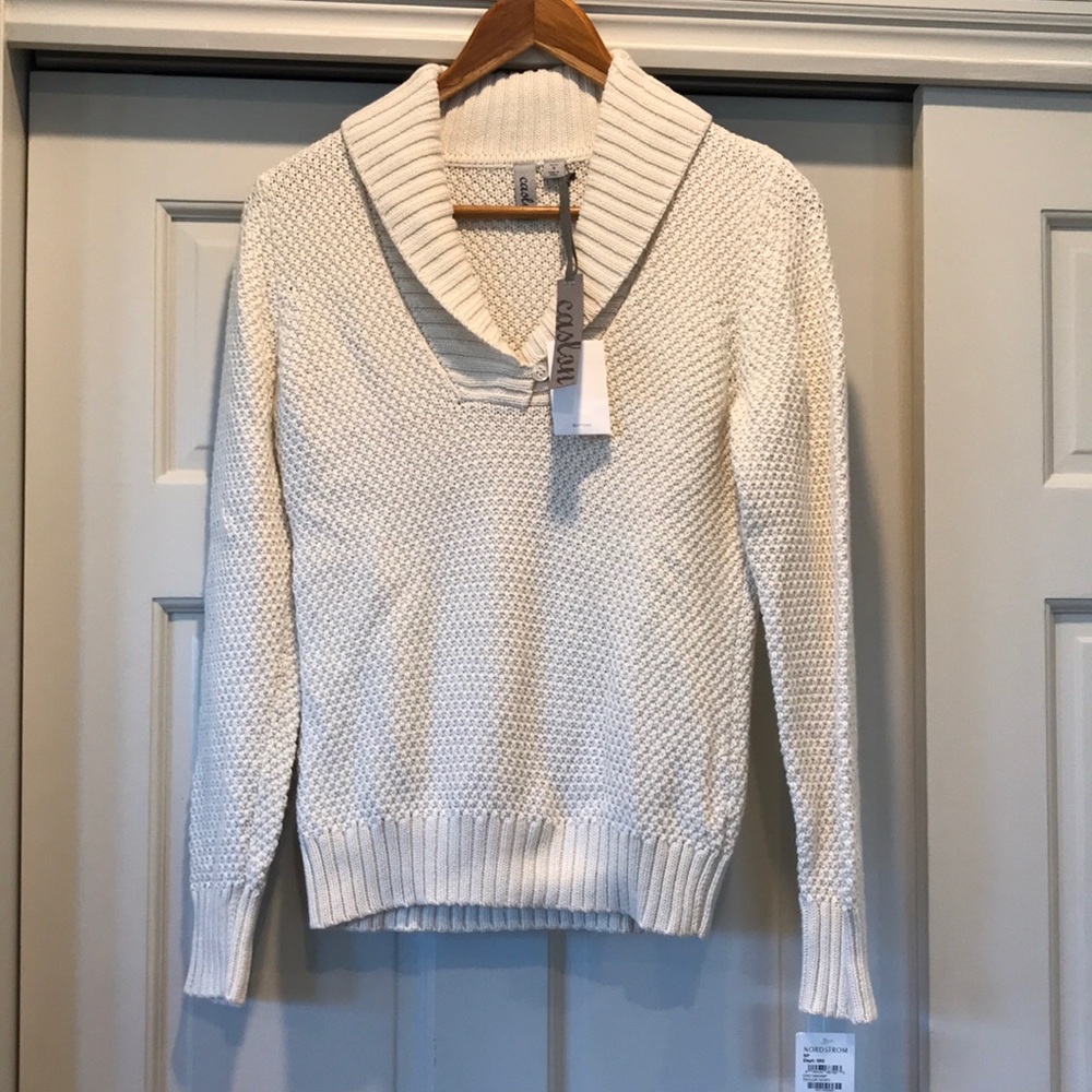 💥Host Pick💥New Caslon ivory knit sweater with a button at  collar